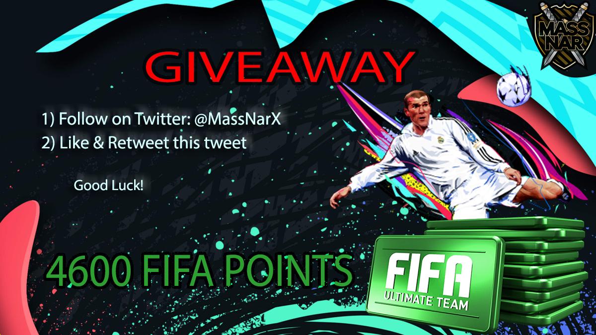 🔴GIVEAWAY🔴

Giving away 4600 FIFA points (PC, PS4, XBOX). All you have to do is:

1) Follow on twitter : <a href="/MassNarX/">Massnar X</a> ✅
2) Like &amp; Retweet this tweet ✅

Good luck! #FIFA20