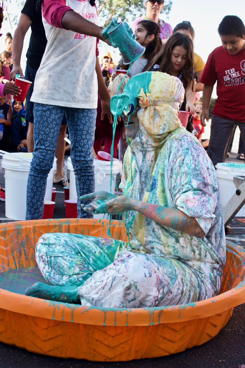 LOMA_ESS's tweet photo. Our principal let those who joined PTA to pour slime on her!!!! Our ROAR Rally was awesome this morning! #AttendConnectBelongLMSV https://t.co/zv41ytTkiO