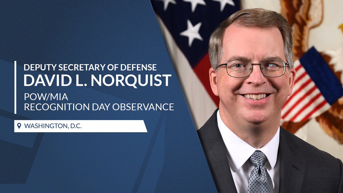 DeptofWar's tweet photo. WATCH LIVE: @DepSecDef David L. Norquist hosts the annual National #POWMIARecognition Day ceremony at the Pentagon at 4 p.m. EDT. https://t.co/yOzcUmTD2c