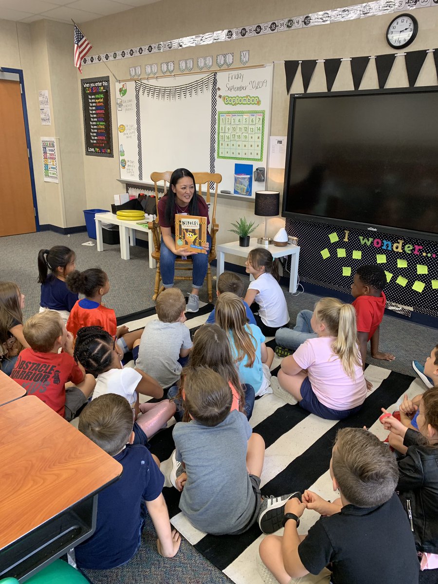 So excited for our mystery reader today! Thank you Mrs. Sakai for taking time out of your day to read a funny book to us! #McClureMarshals #mysteryreader