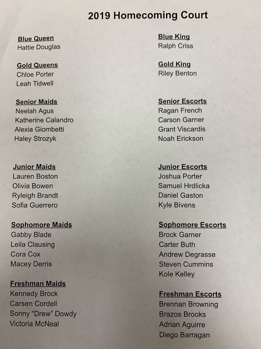 Lakeside High School 2019 Homecoming Court.  Congratulations!