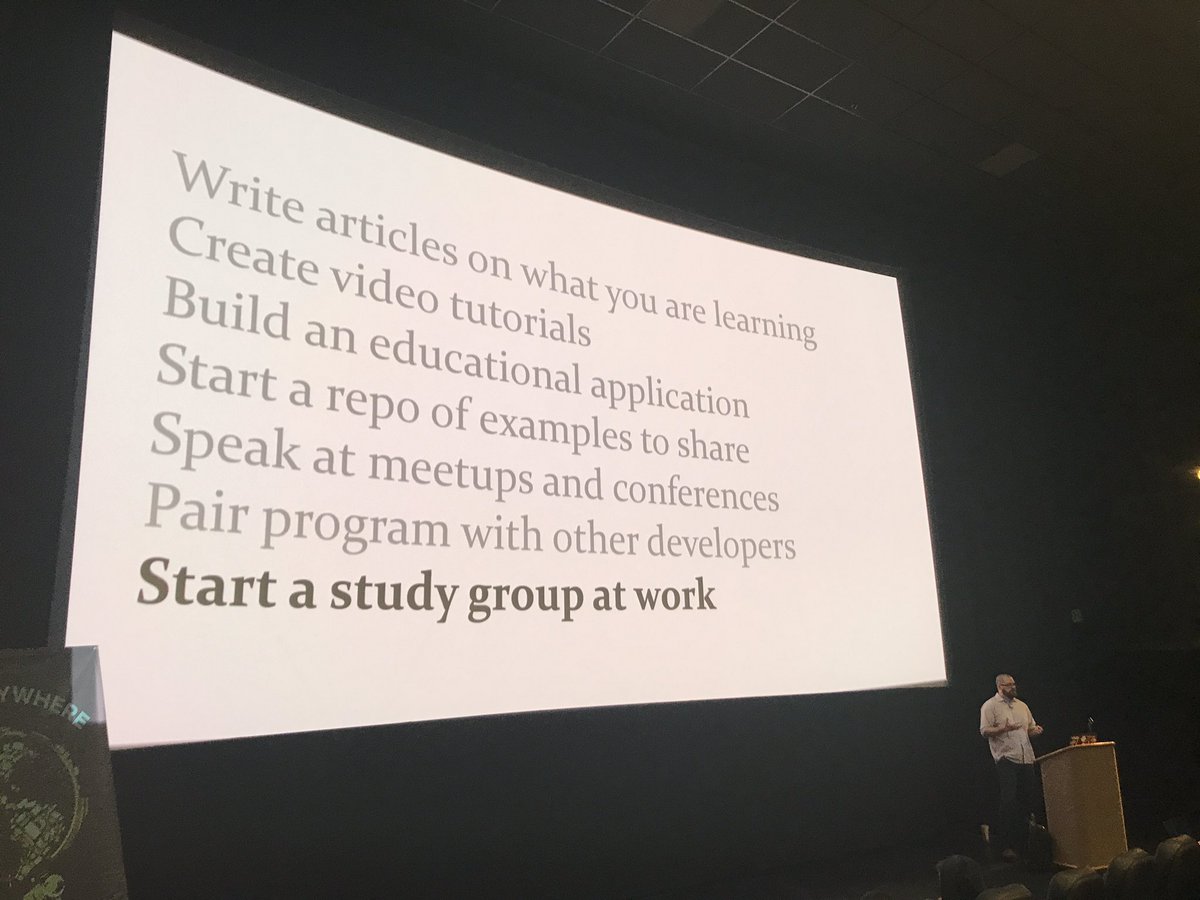 Jaredpotter's tweet photo. @codefornerds did a really great job focusing on a topic often lost in the hustle - learning how to learn. Awesome Tips we can all adopt. #utahjs19 #utahjsconf https://t.co/WT2aVKkgdW