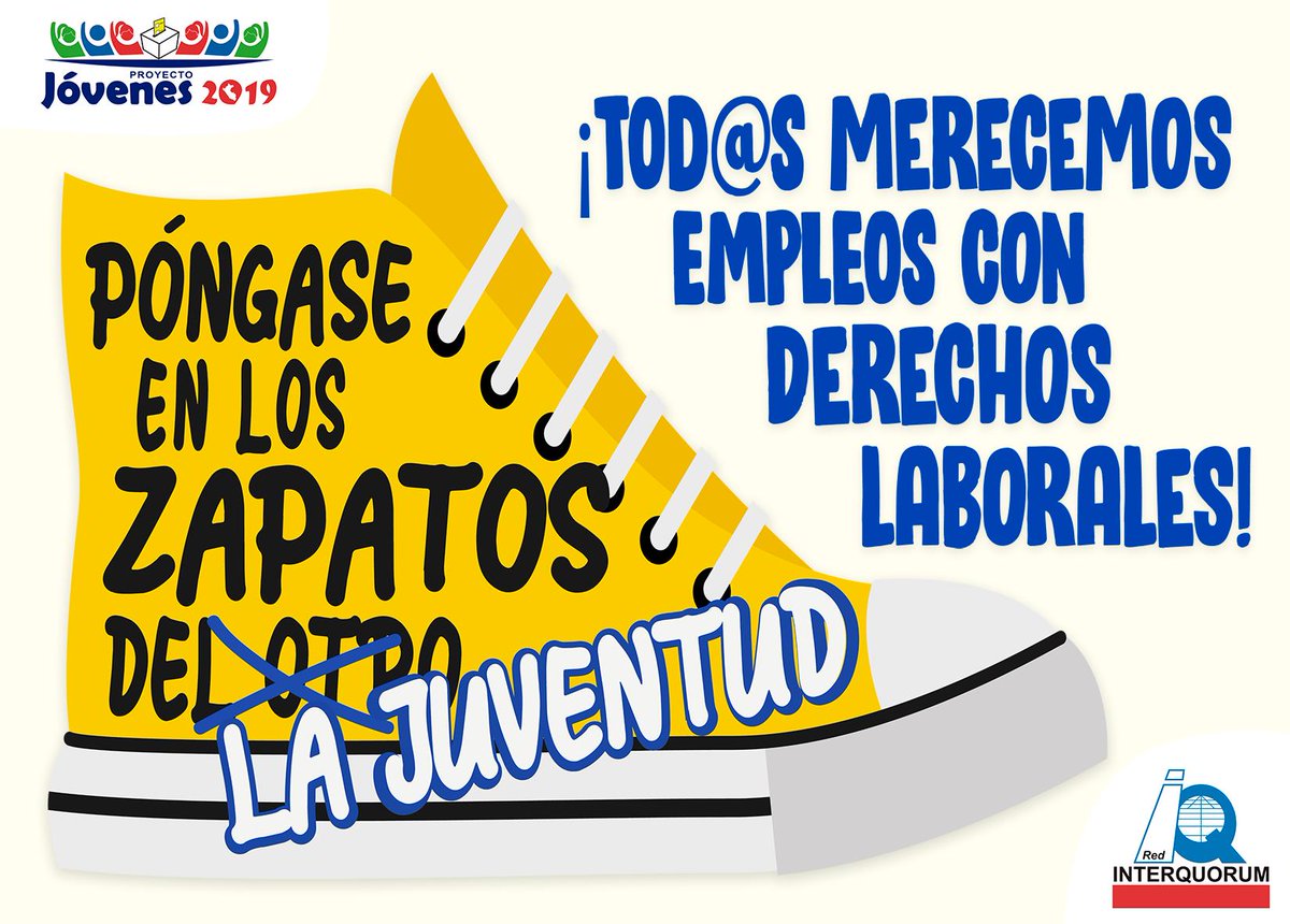 Red_Interquorum's tweet photo. #Jóvenes2019 | ¿Y los derechos laborales pa' cuando? 💃🕺

El 78% de jóvenes en el Perú trabaja en la informalidad. La tasa de subempleo juvenil llega al 46.2% - Informe @MTPE_Peru 2018.

#RedInterquorum https://t.co/R4eGnLDZke