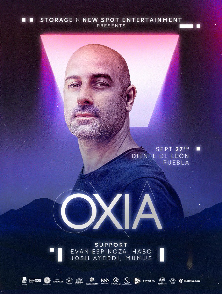 Santa Lucía junto a Storage y New Spot Entertainment se complacen en presentar el viernes 27 de septiembre a Oxia, la cita es en diente de león en La Ciudad de #Puebla.

Informes vía DM. 🍾🥂🔊🎵🎉😎