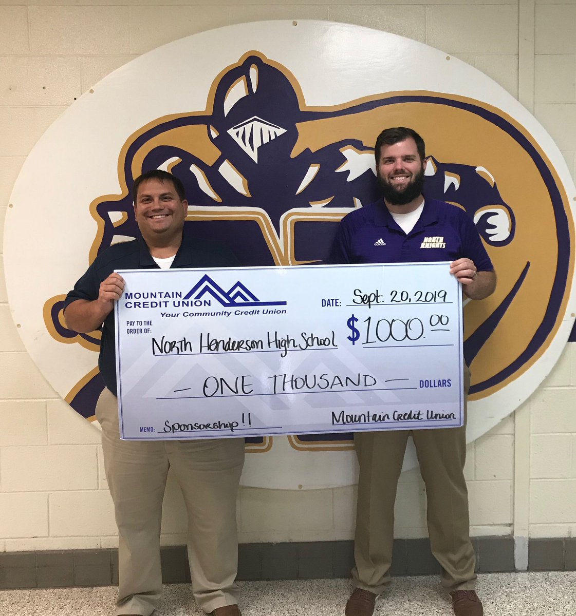 BradBrevard's tweet photo. Mountain Credit Union is a proud sponsor of North Henderson High School!  Go Knights!  
#MCU  #LocalDecisions #LocalPeople #LocalBranches #LocalCommitment https://t.co/GME02pGg23