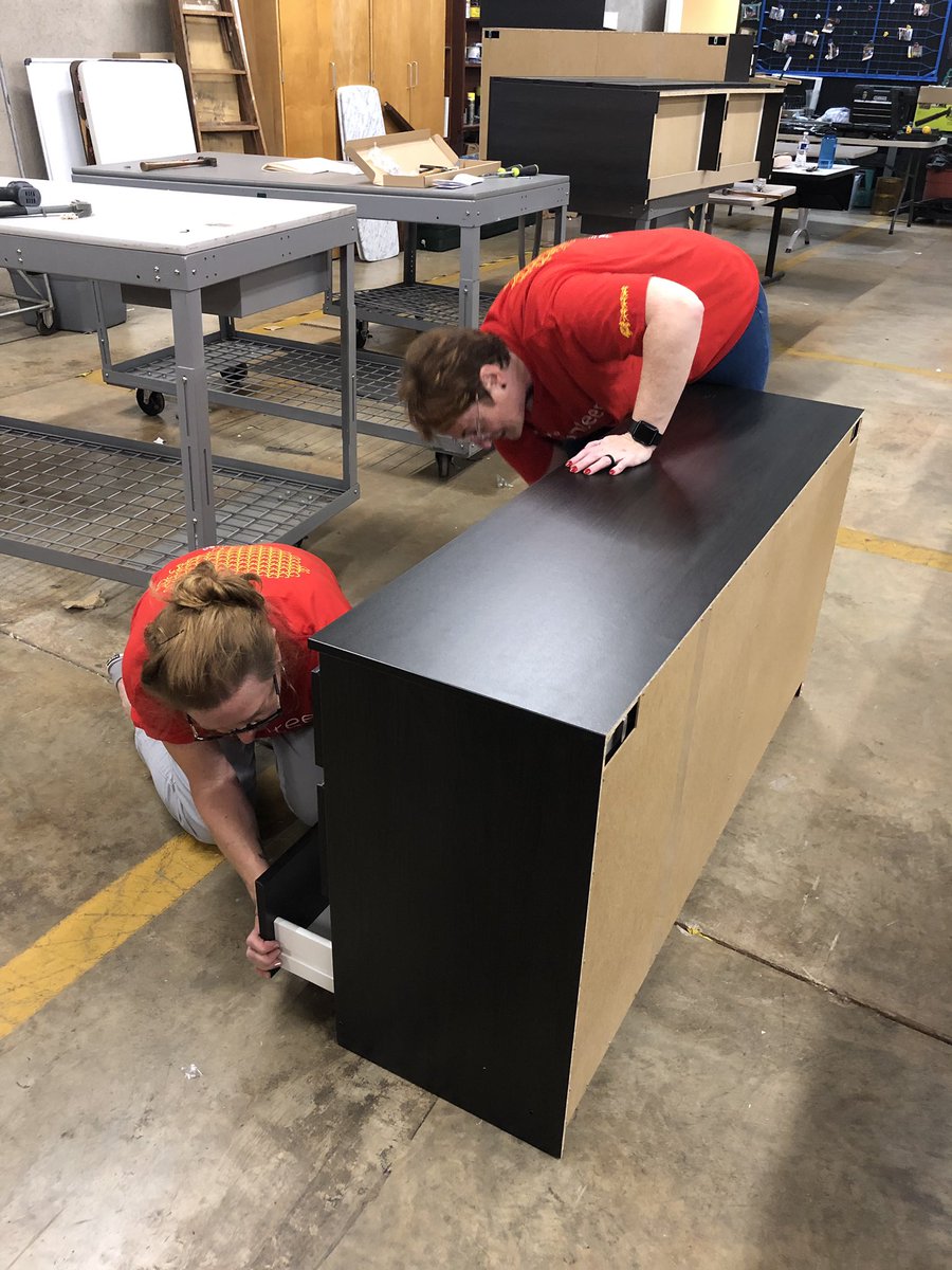 katsnc1's tweet photo. And across town, more furniture assembly @CrisisAssistMin furniture bank. Great work by @WellsFargo volunteers all around CLT today! #WFDayofService #WFVolunteers https://t.co/Rjsg9L1QAV