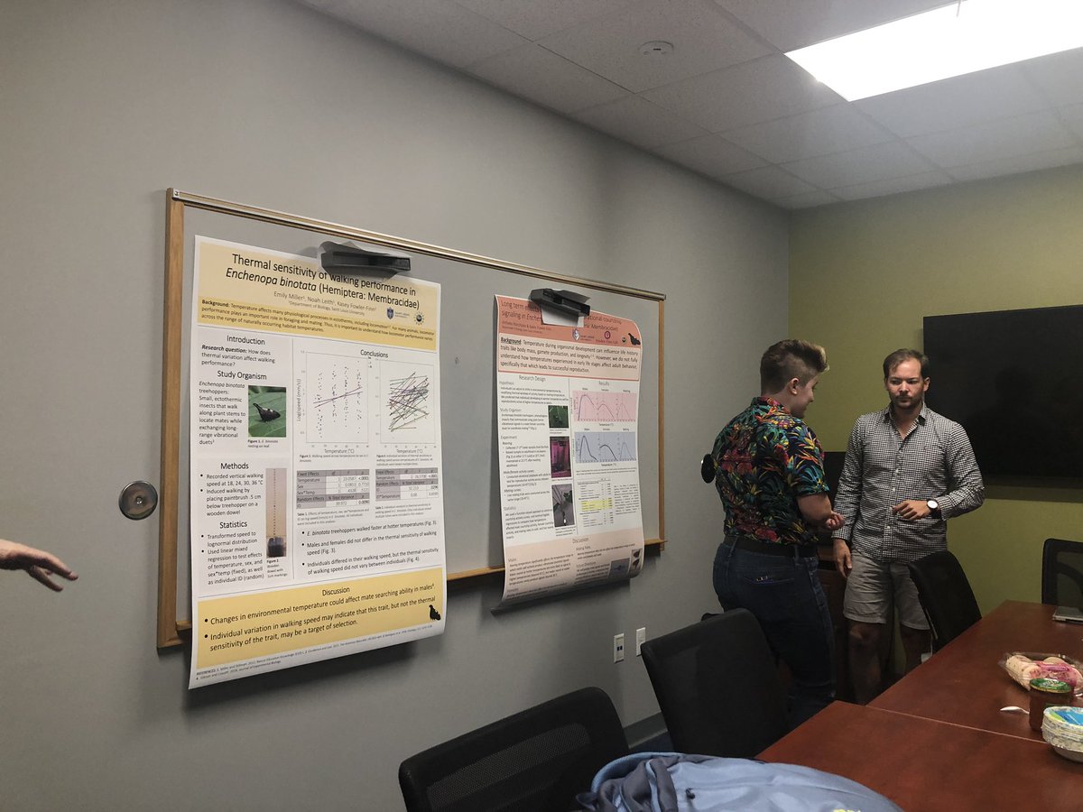 Borikenophis's tweet photo. SLEEC Poster Practice in the Fowler-Finn Lab @SLUResearch @SLUBiology #FowlerFinnLab #FowlerFinnFTW #Treehoppers https://t.co/4Eu96IoNCN