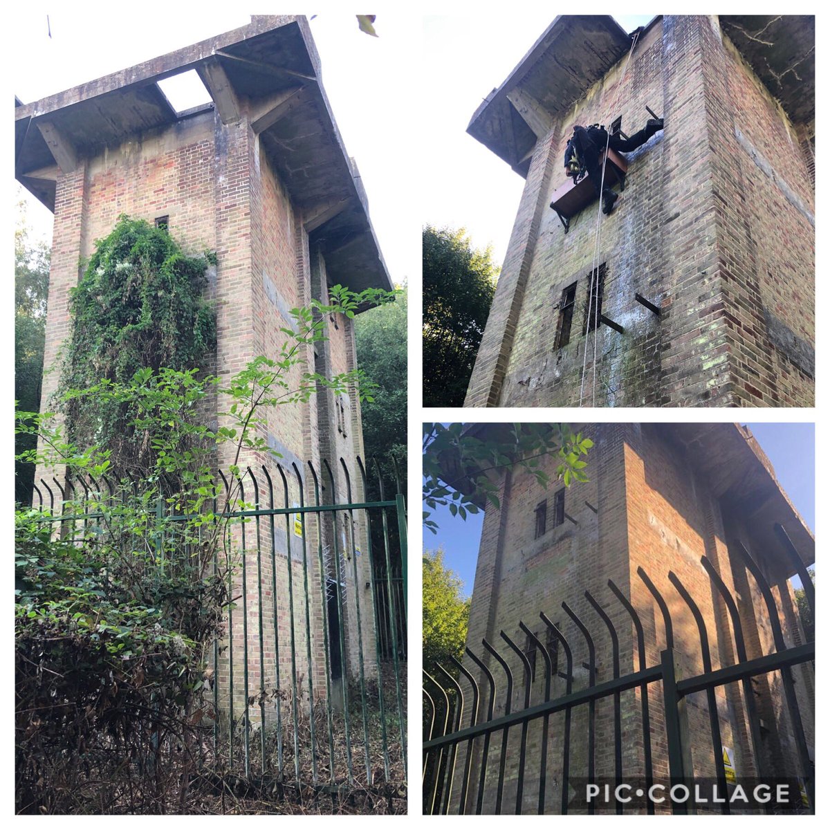 accessandrescue's tweet photo. A great day working at Kings Hill, Bofors Light Anti- Aircraft gun tower. #ropeaccess techniques used 2 remove plant growth &amp; planters. The tower is a Scheduled Monument &amp; a great piece of #WW2 history. It was a pleasure to be part of the restoration project.#ournameisourbusiness https://t.co/utwJNqIbPl