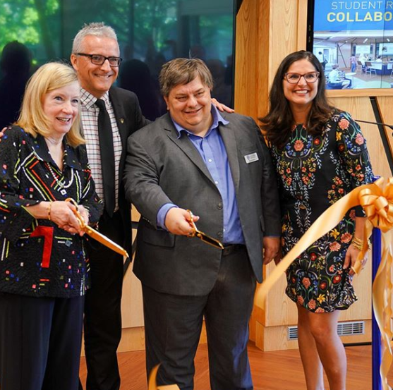 LeddyLibrary's tweet photo. It's official... the Student Research Collaboratory @LeddyLibrary is now open! Thanks to our generous supporters and everyone who joined us for the grand opening this morning. 👏 #UWindsor #StudentResearchCollaboratory https://t.co/VVWQEmkANd
