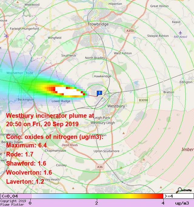 plumeplotter's tweet image. Latest Westbury incinerator plume plot, 20:50 20/09/19 #Rode #Shawford #Woolverton plumeplotter.com/westbury/?m=pl…