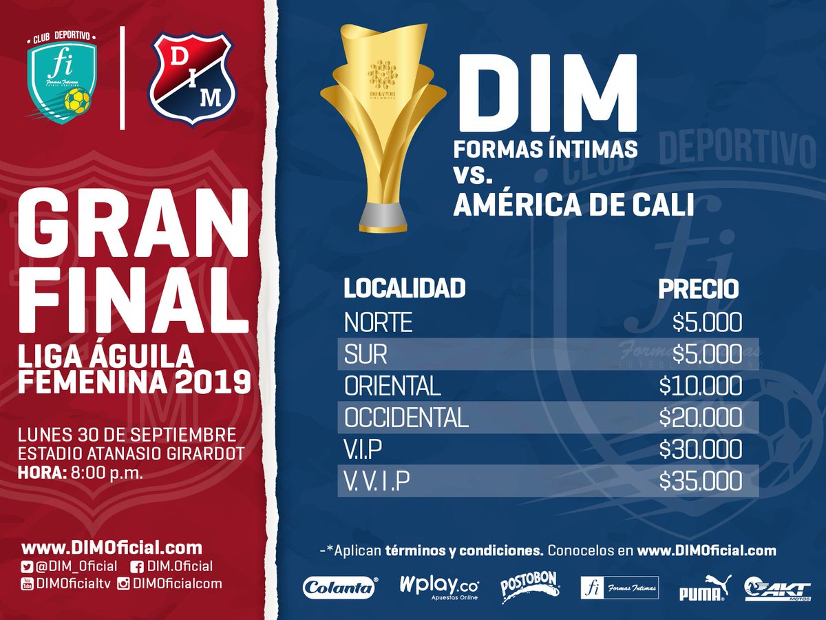 ⚽ #Boletería | 🔴🔵 ¡Vamos a llenar el #Atanasio! Este sábado (7:00 p.m.) estarán a la venta las entradas para la final de la Liga Femenina 2019

Disponibles los @TuBoletaNews 

 ✊ TyC |  buff.ly/30bReH2.