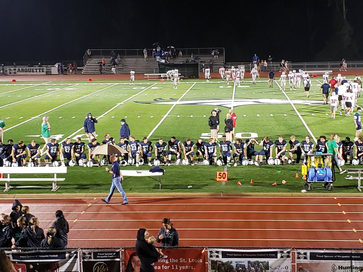 MHSParentOrg's tweet photo. So when the other team forfeits before half time, but they do the half time show what does the football team do? Well they support the Mystique and the Marching Band of course! Nice move Coach Stewart @MarquetteFootbl ! #proudtobeamustangparent! https://t.co/Srv6iM256q