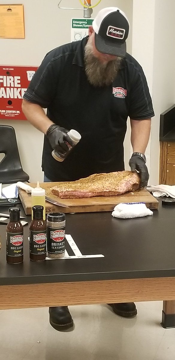 CoachVansell's tweet photo. @WSMSLovejoyISD Club Day! The BBQ club! @HutchinsBBQ delivered some amazing brisket and taught us how to prepare it right! #bbq #brisket https://t.co/0j53L8VXYo