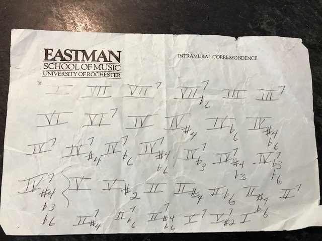 #FlashbackFriday Found this assignment from freshman year at <a href="/EastmanSchool/">Eastman School</a> - many hours zipping through cascading arpeggios &amp; a new key every week in lessons. I'm revisiting them again although figuring out all the chords is slower now that I'm not in music theory class!