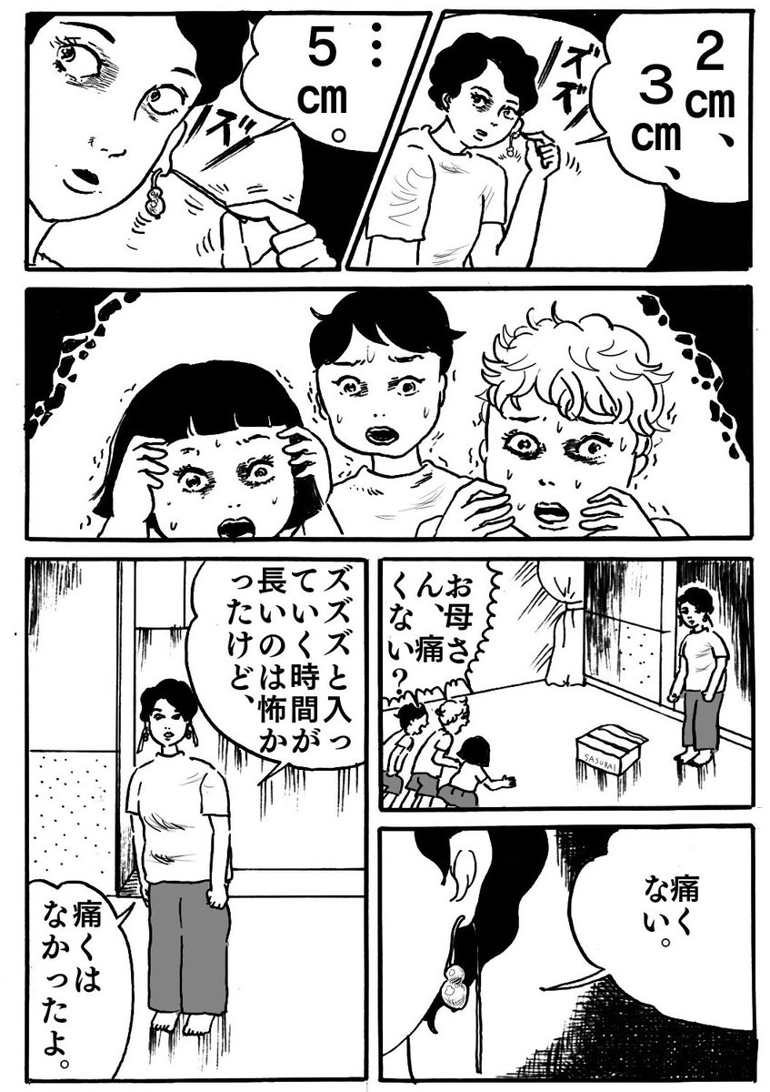 漫画「淡水パールピアス」2/2
長女はピアスのことをピアーと言います
#真似日記
#日記まんが
主に「おろち」「蟲たちの家」を真似しました 