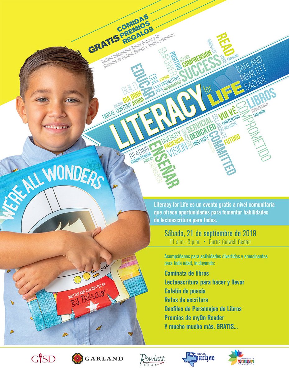 gisdnews's tweet photo. Don’t miss the fun activities, free food, awesome giveaways and more at Literacy for Life from 11 a.m.-3 p.m. tomorrow, Sept. 21, at the @CulwellCenter. Details: https://t.co/o6GIAJAQKi https://t.co/SXzkFMZEfr
