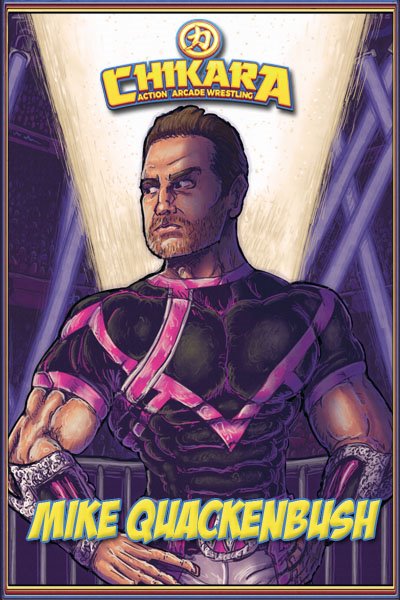 AAWGame's tweet photo. Time for our artwork cover reveal! Over the next 5 days, we'll reveal the 5 awesome wrestlers gracing our beautiful hand-drawn cover art until we reveal the entire thing. First up is the legend himself, @MikeQuackenbush #ChikaraGame https://t.co/aenbdCyvHz