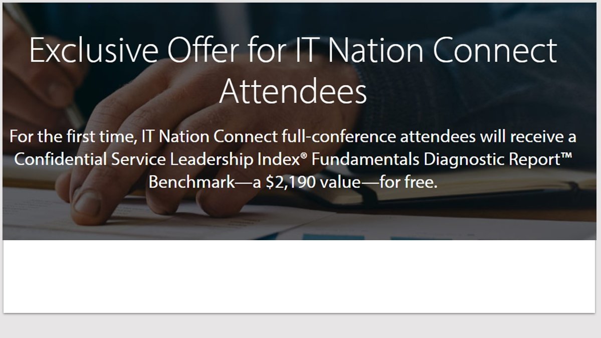 IT Nation Connect full-conference attendees, have you completed the Fundamentals Survey? You need to complete the survey to receive your confidential benchmark report. Survey closes October 7th. #ITNConnect19 - bit.ly/2kVgQVi`