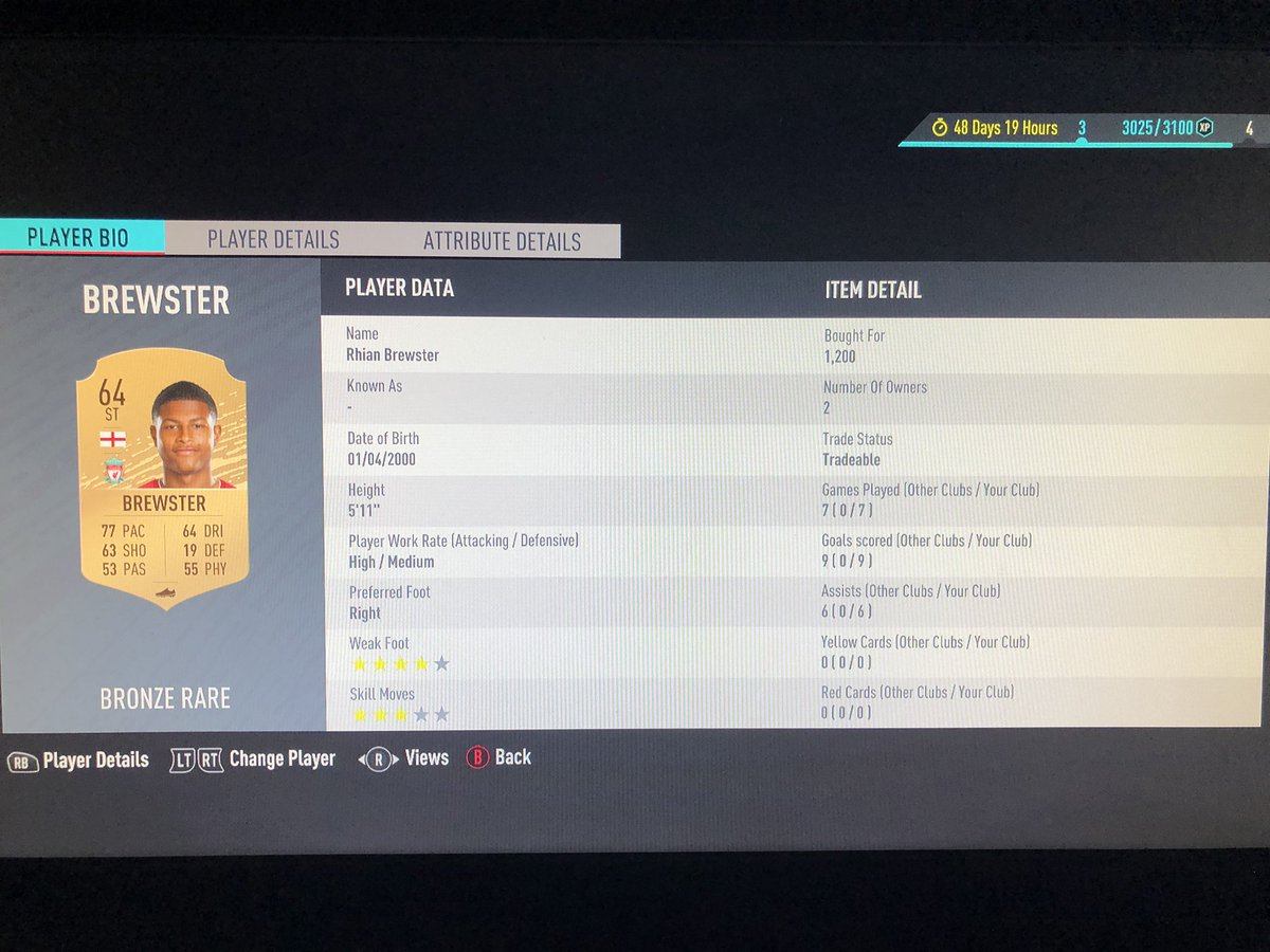 trapenry2's tweet photo. @RhianBrewster9 @EASPORTSFIFA Don’t see what’s wrong with your card?
Played 7
Scored 9
Assisted 6 https://t.co/ojGNQRQMUO