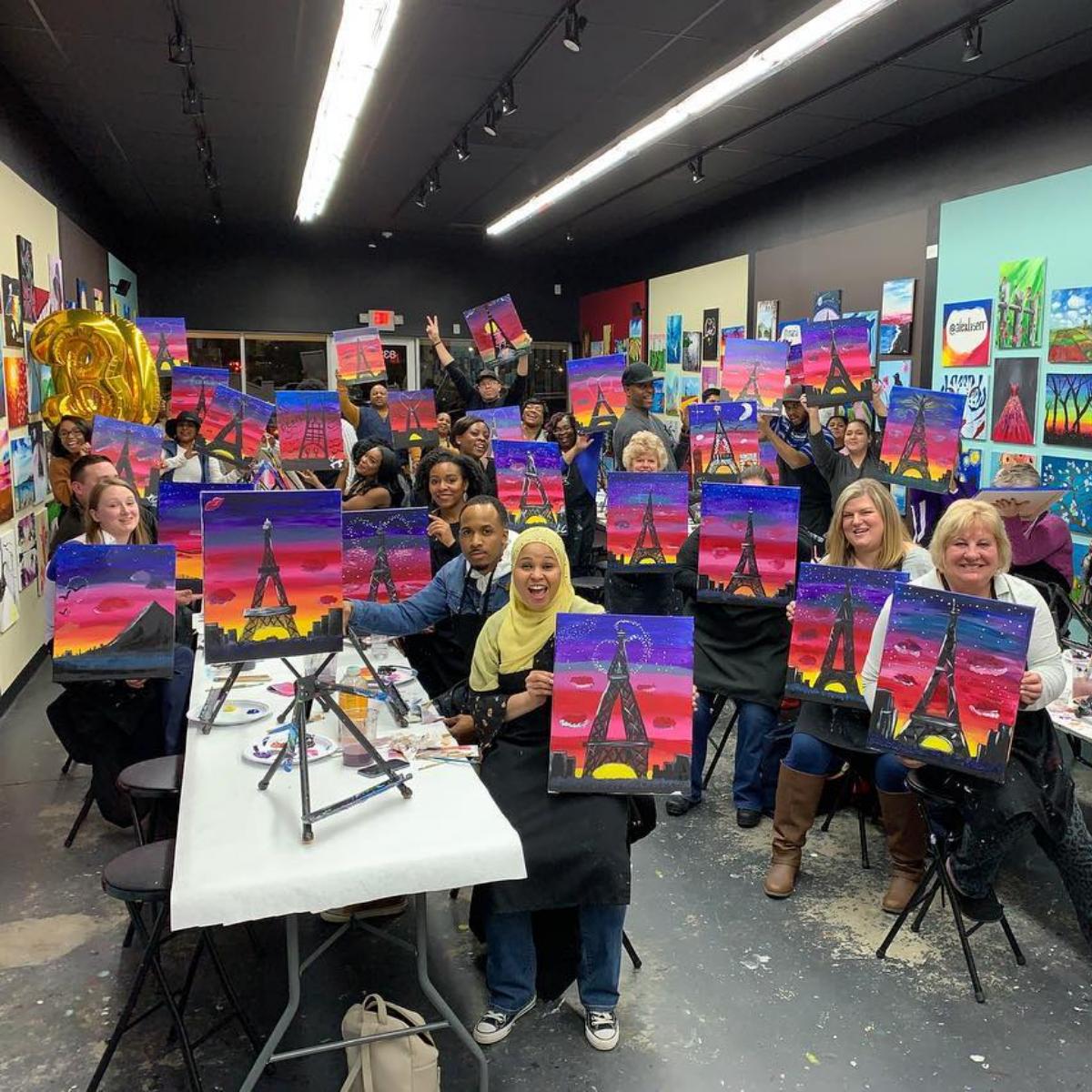 "I came to Wine and Canvas and Eiffel in love with painting". -You after your class with us