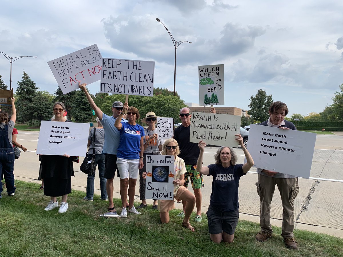 MIfighting9's tweet photo. Indivisible Fighting 9 showing up for ‘Climate Change Strike’ #fighting9 #climatechangestrike https://t.co/t4dpU5XYPT