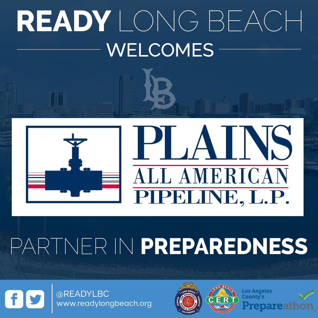 Welcome to Plains All American Pipeline for supporting #READYLB once again!  Thank you for being our Partner in Preparedness 💪

#ReadyLB #RLB2019 #Community #Prepare #RUREADY #LongBeach #LBC