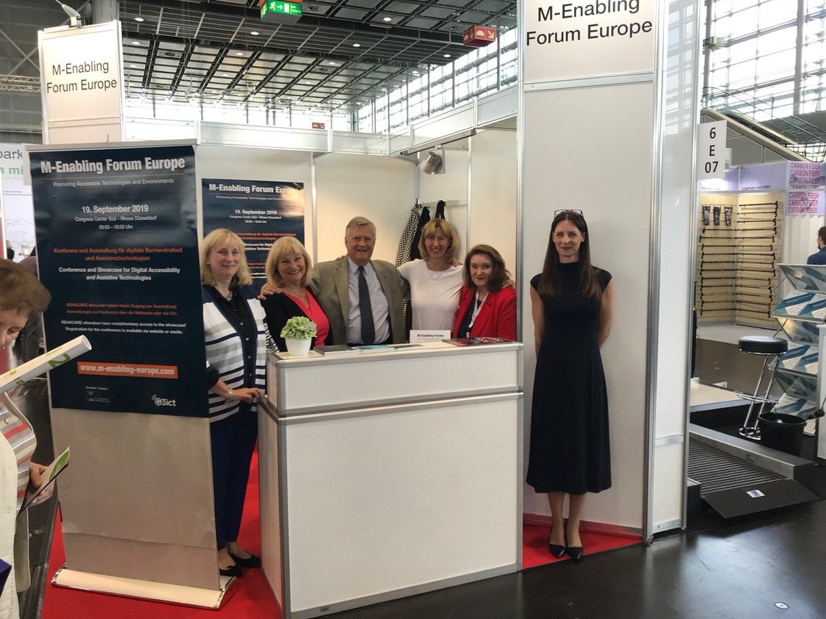 G3ict's tweet image. The second edition of the @mEnablingEurope successfully concluded at the REHACARE in Düsseldorf on 19 September 2019. [Photo] M-Enabling Forum Europe team at the event. 

#mEnablingForum19 #Inclusion #Europe #Düsseldorf #G3ict