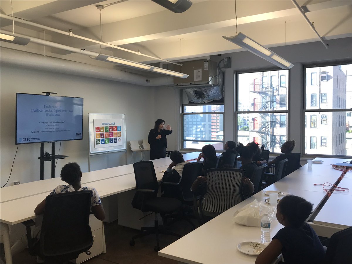 GBBC_io's tweet photo. .@GBBCouncil’s CEO @srolondon, COO @Mercinatd, and @ranmelamed of @orbs_network spoke to a phenomenal group of young women from @BlackGirlsCode about the #SustainableDevelopment Goals, #blockchain, and the Orbs blockchain to kick off #HacktheSDGs #GlobalGoals https://t.co/QJOQzf8wVL