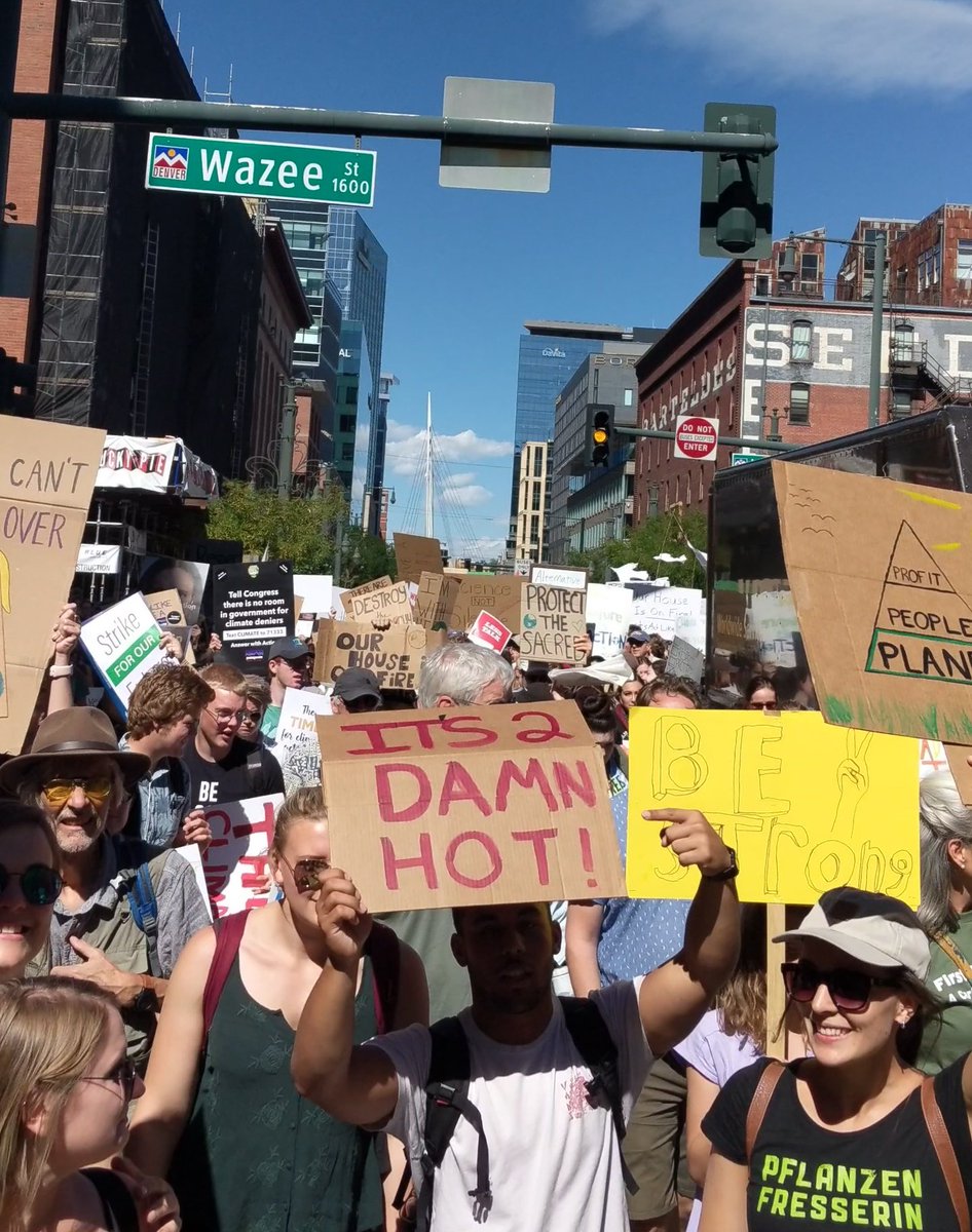 gracelosurdo's tweet photo. This guy knows! (I saw you friend!) #Its2DamnHot #DenverClimateStrike https://t.co/gIucrJYBG9