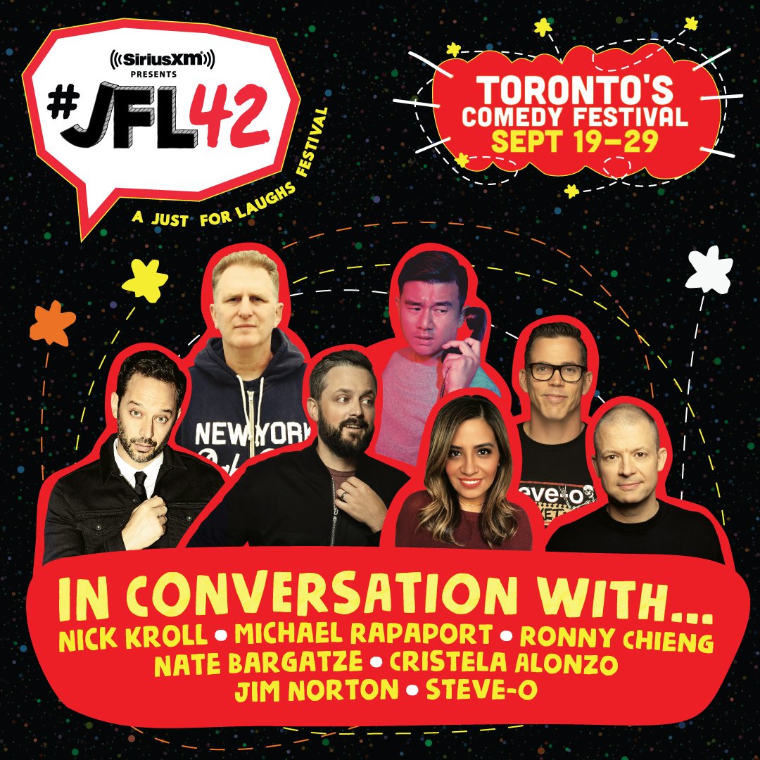 natebargatze's tweet photo. Looking forward to this in a week. I'll be in conversation next Friday 9/27 at @JFL42 as part of #ComedyCon. FYI - this is a separate event from my shows in Toronto. Tickets at https://t.co/QQY7o949WH https://t.co/wrnXXvQk2G