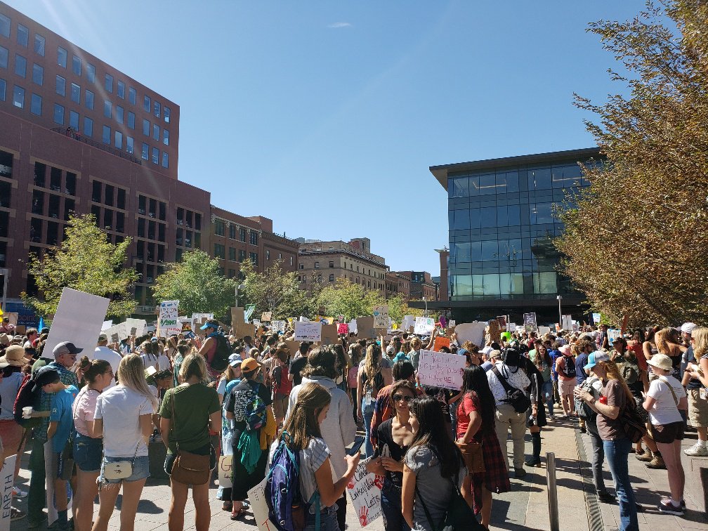 DDPHE's tweet photo. We are inspired by the leadership shown by the youth and adults in #Denver and around the world today. We join them in urging action from all of our leaders to meet the monumental challenge of #ClimateChange. #DenverClimateStrike @ClimateMayors @MayorHancock @CityofDenver https://t.co/yvA4DmvR0g