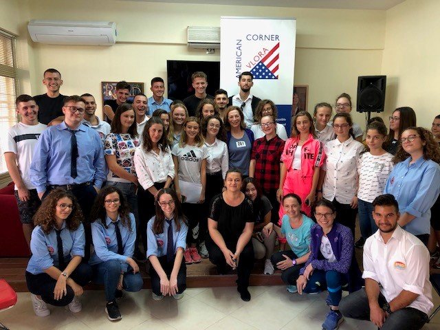 KVSwitzer's tweet photo. Today in Vlora, Albania we spoke about @261Fearless and my story to students at the American Corner and the Girls Empowerment Group, organized by the American Embassy! Students were fantastic speaking perfect English! 
#261Fearless
#TellHerSheCan
#adidasRunning
#adidasWomen https://t.co/UhIR0nWHDd