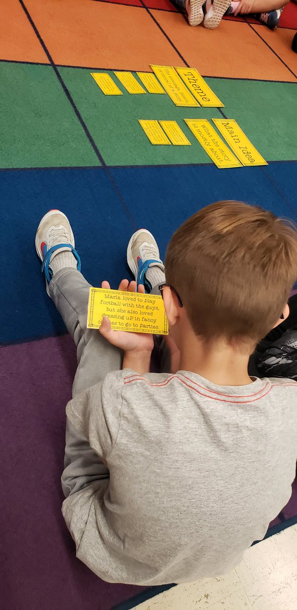 MrsAngelaBruder's tweet photo. Today we worked on identifying theme and main idea. We had fun learning through a sorting activity.  #themevsmainidea #sortingactivity #welovelearning https://t.co/YH0m7sBsm2