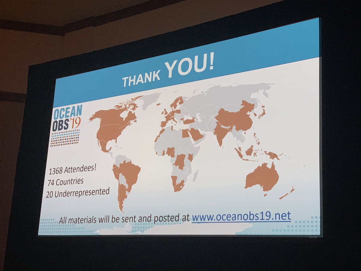 #OceanObs19 = 1,368 participants, 2,500 white paper authors, 600 posters, 60 exhibitors, dedicated and enthusiastic programme and sponsors committees and lots of volunteers - Mahalo to All! 🌺🌊🙌