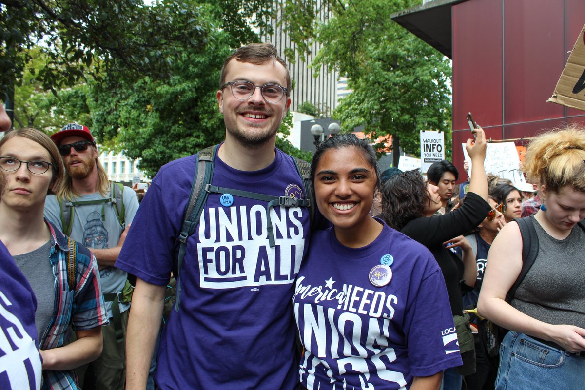 SEIU925's tweet photo. SEIU members joined the #climatestrike today because know we need bold action on climate change now! Let's create high-quality union jobs and support actions that hold corporations accountable for rampant pollution and raise standards for ALL working people.
@SEIU1199NW @SEIU6 https://t.co/9AkEEecZJb