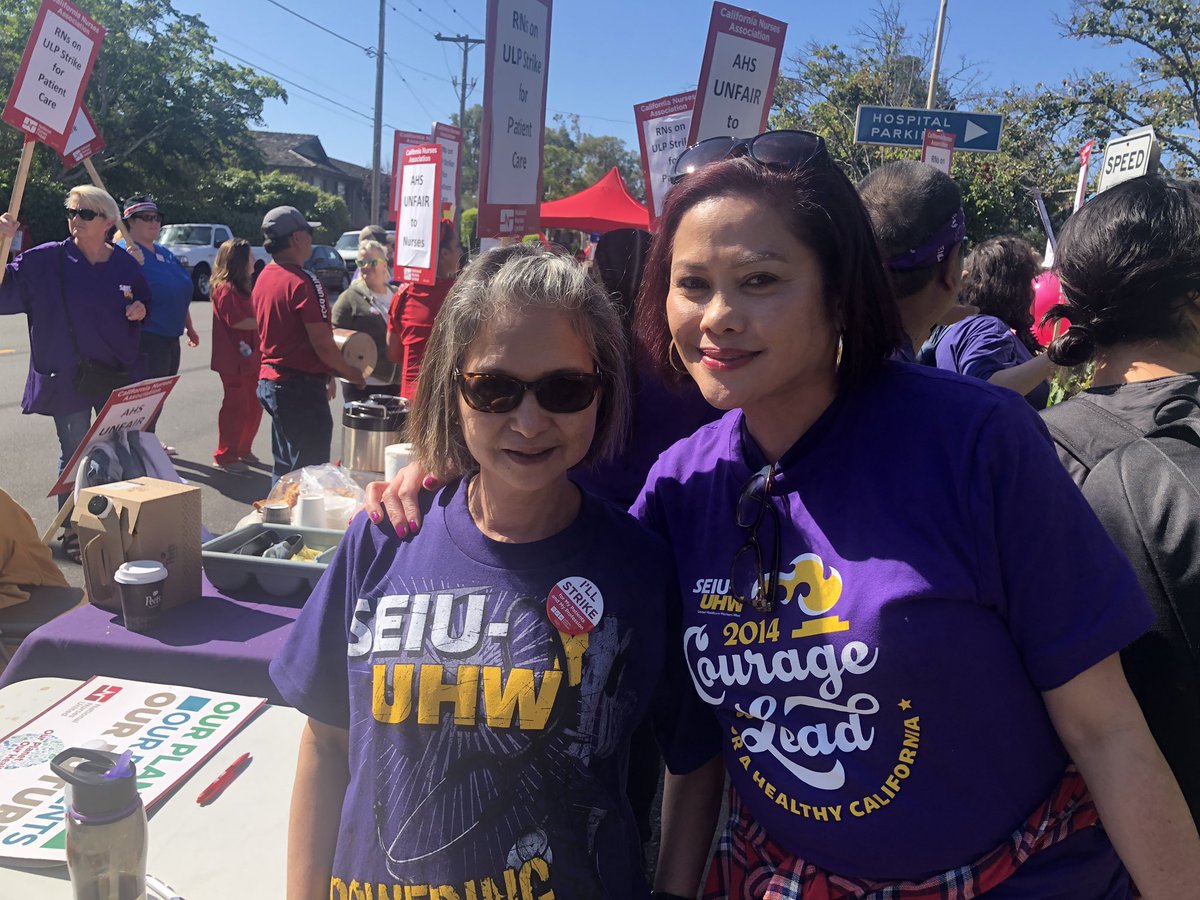 seiu_uhw's tweet photo. “I’m here because their fight is our fight... for patient safety and to be able to provide for our families and the future of our children.” - Elmira, LVN from Alameda Hospital @CalNurses #RNStrike #HealthcareJustice https://t.co/I8CNRLHILW