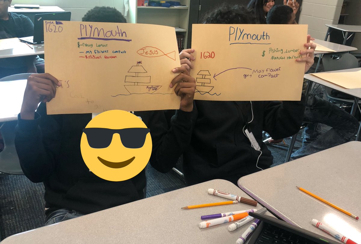 Taking a moment to review our knowledge of Plymouth in Mr. Stitt’s US History class! #allaboutthedean <a href="/Dean_CFISD/">Dean Middle School</a> <a href="/CyFairSSS/">CFISD Secondary Social Studies</a>