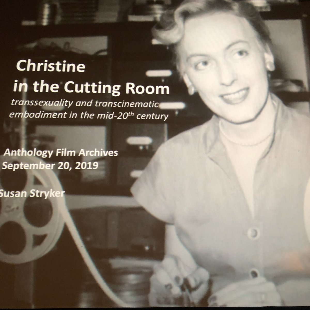 Chica marx on Twitter: "Susan Stryker's film at @AnthologyFilm. Christine  Jorgensen worked in film processing/editing. The parallel editing of cinema  and bodies. https://t.co/5jFMnJ7MFv" / Twitter