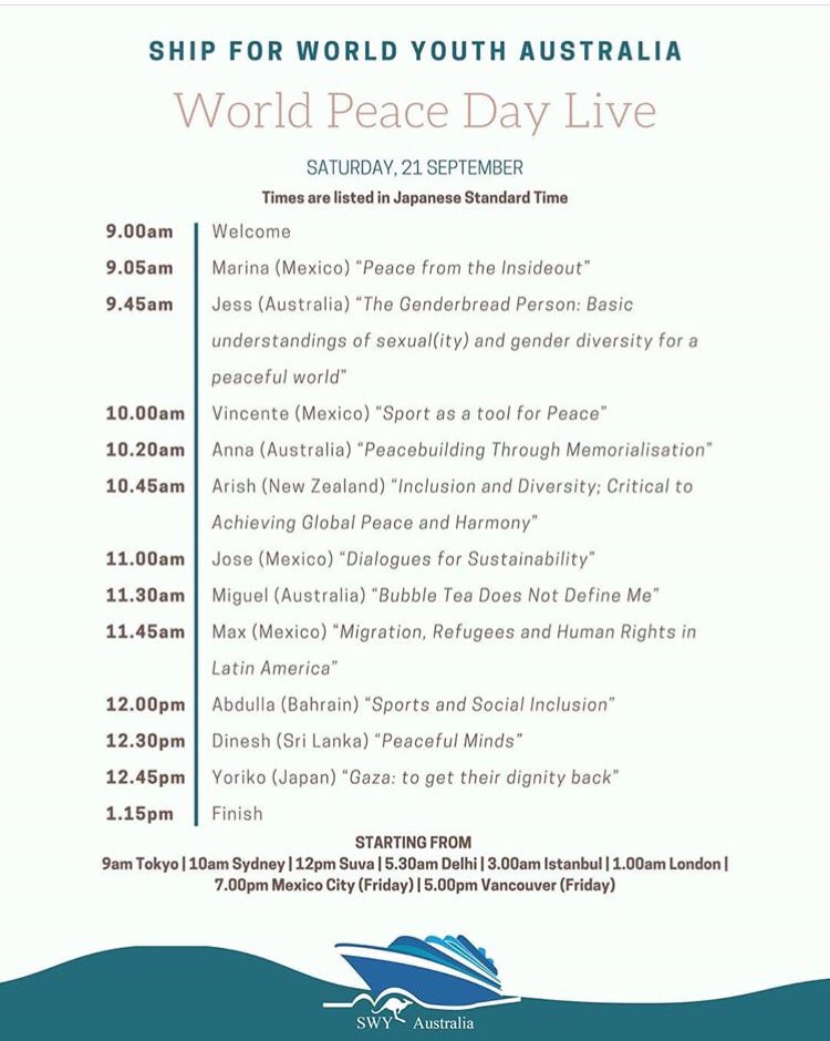 SWYAATR's tweet photo. SWYAA Australia @swyaus will be streaming a special event to celebrate the International Day of Peace on their Facebook page TODAY - September, 21st starting at 3:00 AM. (Istanbul time).
Join the event  👉🏼 https://t.co/rt29oeJ1M7 https://t.co/Ov8MsNf2Hw