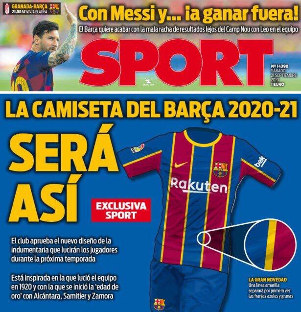 El diario Sport reveló lo que será la camiseta del FC Barcelona para la temporada 2020-2021