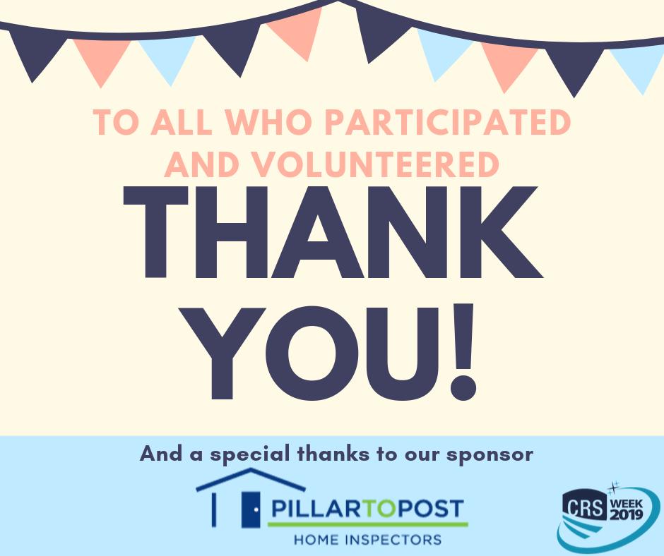 ThisIsRRC's tweet photo. As #CRSWeek comes to an end we just wanted to say thank you to every one of you who volunteered and participated in our celebration of the CRS Designation! We couldn't have done it without you. We also want to extend a special thanks to our sponsor, @pillartopost! https://t.co/mbb9YDMkll