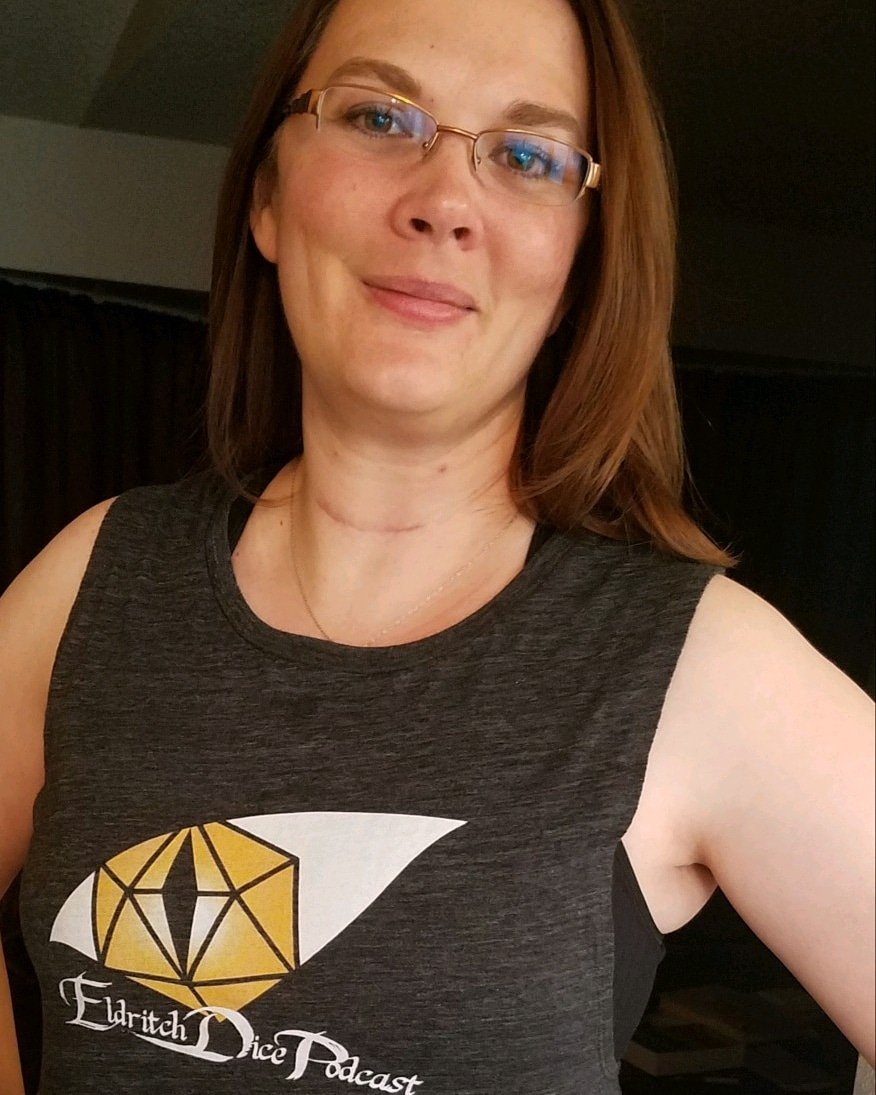 EldritchDice's tweet photo. Khao is off to knock out some squats in her new Eldritch Dice Muscle shirt! 
Be sure to go pick up your own shirt! (Or hoodies, sticker, mug, notebook, or anything else we have there)
https://t.co/QpALOeJTiL https://t.co/SfNKpMknhd