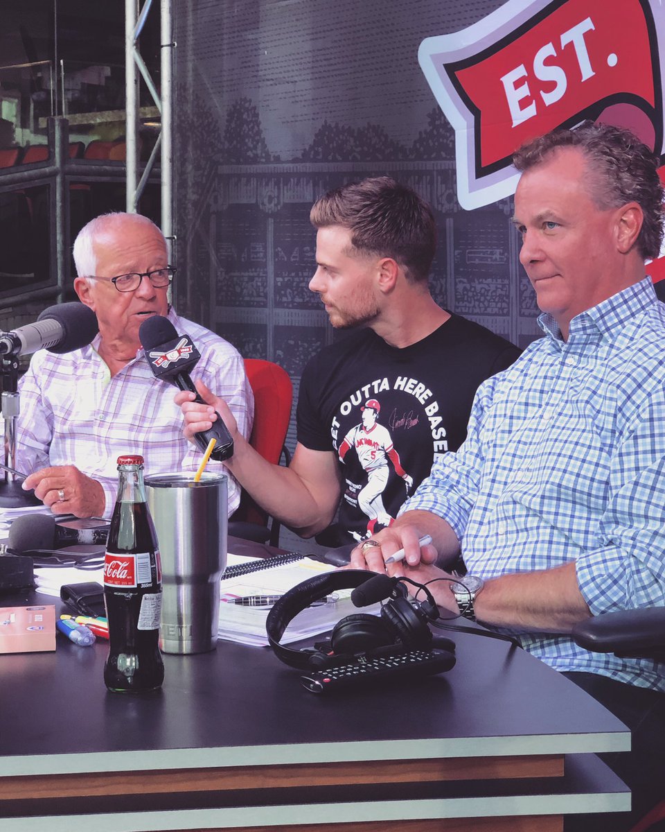 djetrayn's tweet photo. honored to have interviewed one the best to ever do it tonight as #martybrennaman does his final few games at #greatamericanballpark #voiceofthesummer #thecowboy 

cc: @reds https://t.co/w8Ou8C1OaQ