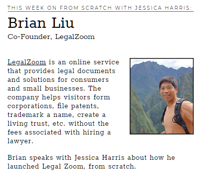 .<a href="/LegalZoom/">LegalZoom</a> is an online service that provides legal documents and solutions for consumers and small businesses. Meet co-founder Brian Liu. bit.ly/2QzXnU1
