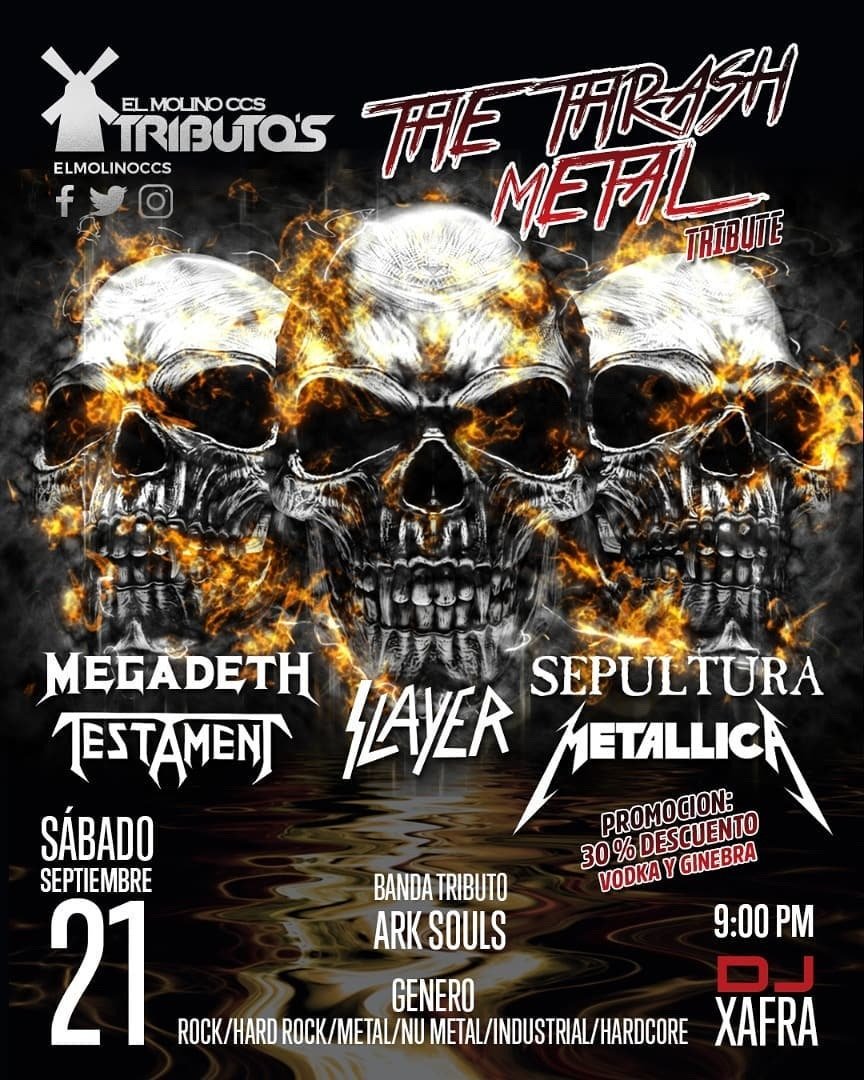 C_Exprimidos's tweet photo. «« THE THRASH METAL TRIBUTE »»
Lugar: Caracas | Fecha: 21 Septiembre | Hora: 09:00 pm | Entrada en Puerta
Local: Molino Rojo
+ Info ➡ https://t.co/cRO22UIKCz
/////////////////////////////////////////
#CerebrosExprimidos #TheThrashMetalTribute #MolinoRojo #ArkSouls https://t.co/fsE67T50Qh