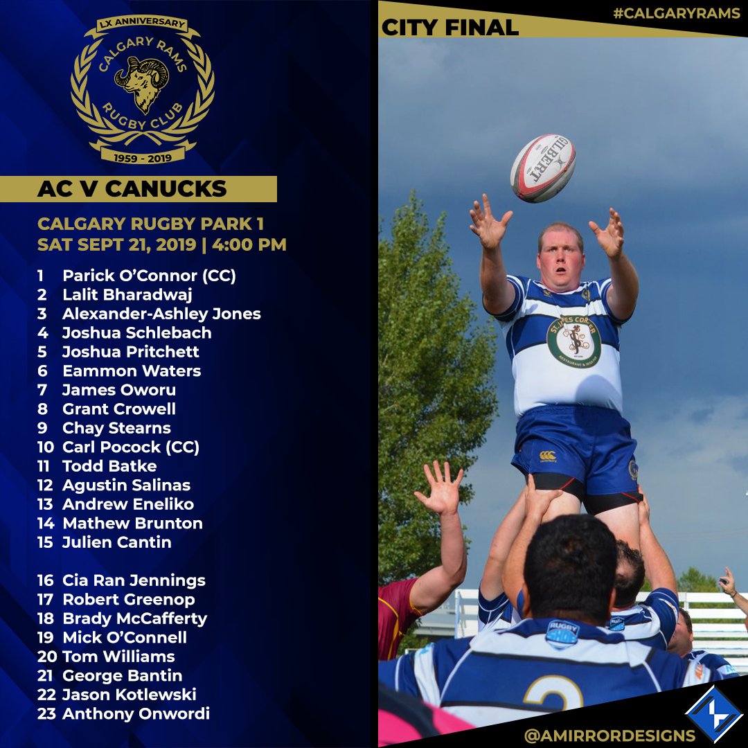 Calgary Rams Rugby (@calgaryrams) on Twitter photo Calgary's mightest rugby players πͺπ
Tomorrow the Men's AC will go to battle again in the City Final to defend their Championship. What kind of superpowers will they bring out?
Big thank you to <a href="/AmirNikravan/">Amirror</a>! Calgary's mightest rugby players πͺπ
Tomorrow the Men's AC will go to battle again in the City Final to defend their Championship. What kind of superpowers will they bring out?
Big thank you to <a href="/AmirNikravan/">Amirror</a>!