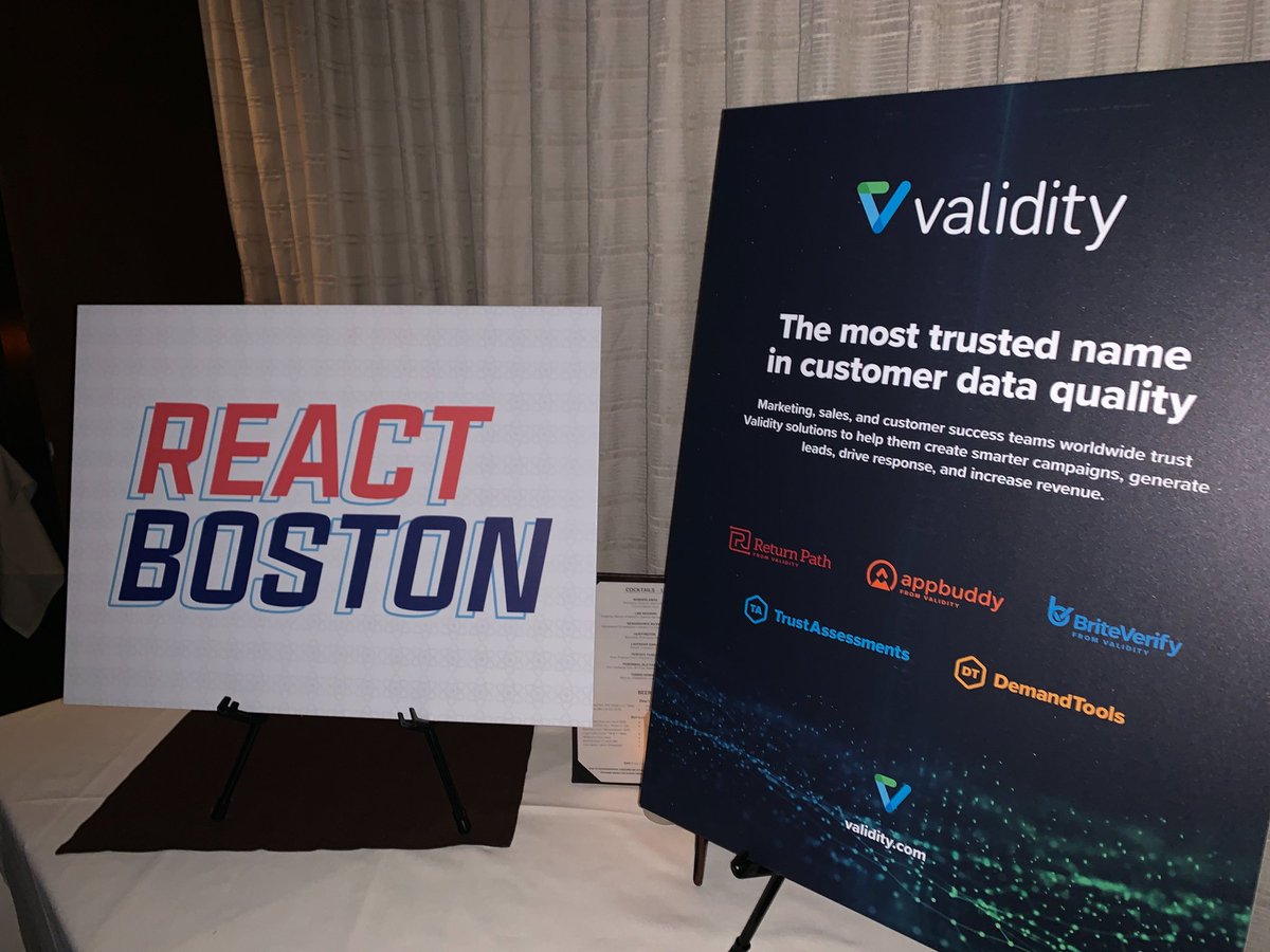ReactBoston's tweet image. We&apos;re kicking off our #ReactBoston2019 Speaker Dinner with our sponsor @TrustValidity — thank you so much for wining and dining this year&apos;s presenters! 🍷🍝