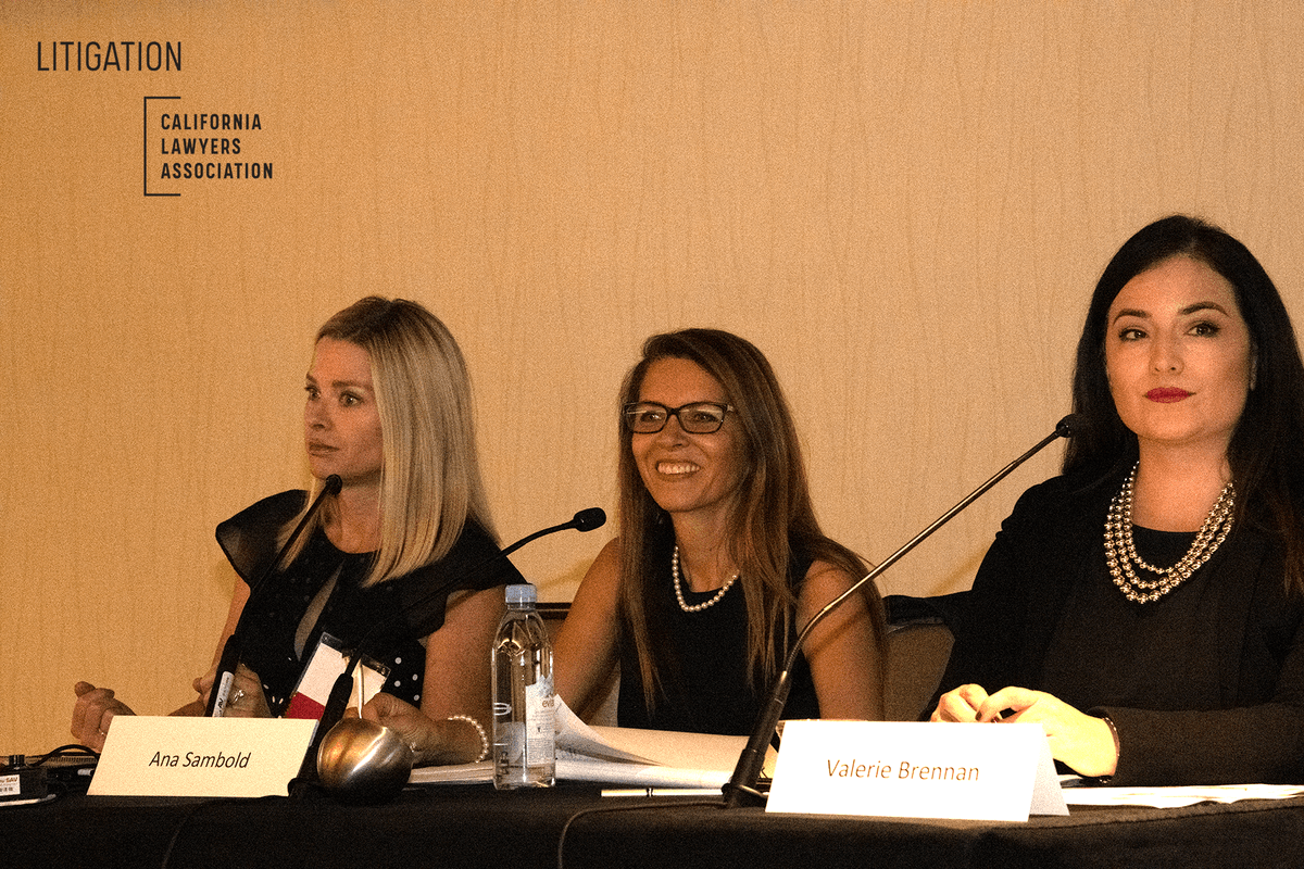 AudiobookMike's tweet photo. Kristen Dennis of @WebPresenceEsq, mediator Ana Sambold @anasambold, and Valerie Berman of @mungertolles helping litigators with ethical web and social media marketing for attorneys. #LitigationAppellateSummits @CLALitigation #ethics https://t.co/x43o3m0DjM
