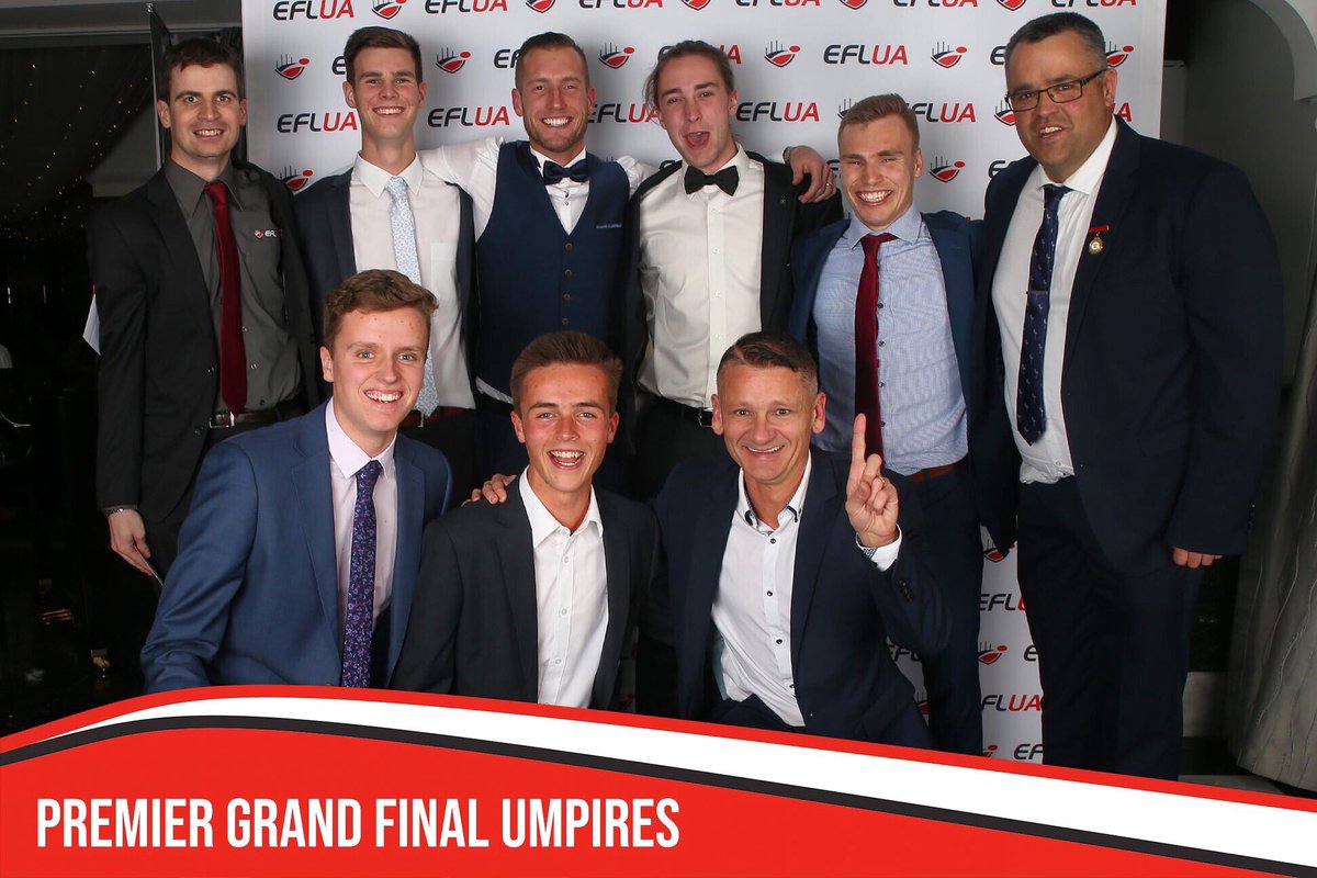 eflua's tweet image. The EFLUA would like to congratulate the umpires appointed to today’s @footyefl Premier Grand Final:

SENIORS (Pictured)
F: Damien Sully, Luke McIlroy, LukeH unter
B: Brodie Eccles, Daniel Phillips, Flynn Addicott, Charlie Lawson
G: Ashley Powney, David Parker  E: Will Caldwell