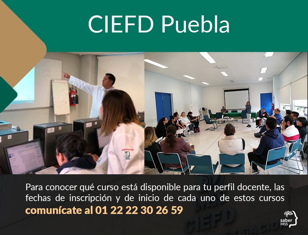 Saber_IMSS's tweet photo. ¿#SabíasQue la delegación Puebla del IMSS cuenta con un Centro de Investigación Educativa y Formación Docente? Este centro actualmente ofrece cursos presenciales orientados al desarrollo profesional continuo de los #DocentesIMSS y de los #DirectivosIMSS. ¡Conócelo! https://t.co/2s2LdV5gWq